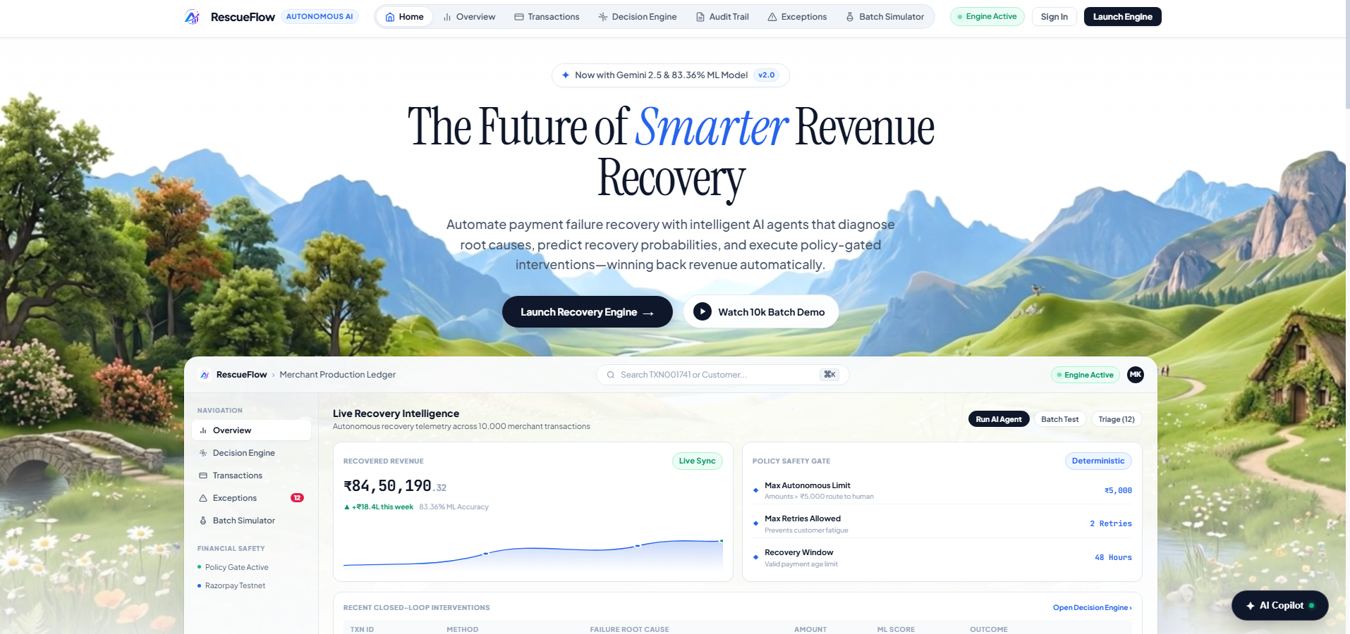 RevenueRescue AI project interface