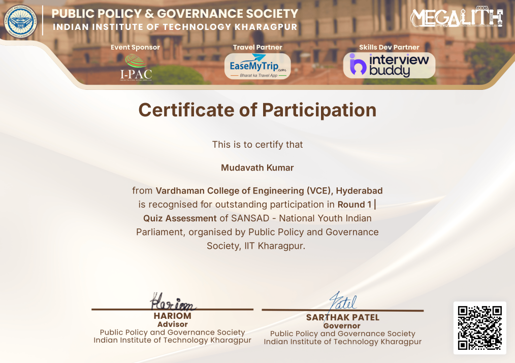 SANSAD — National Youth Indian Parliament